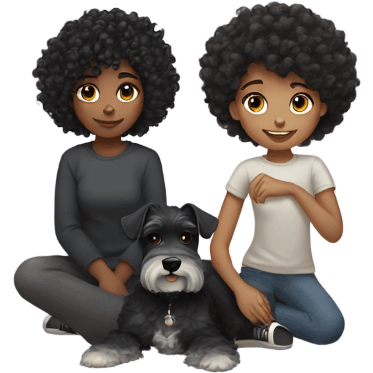 Black Curly haired girl with a schnauzer emoji