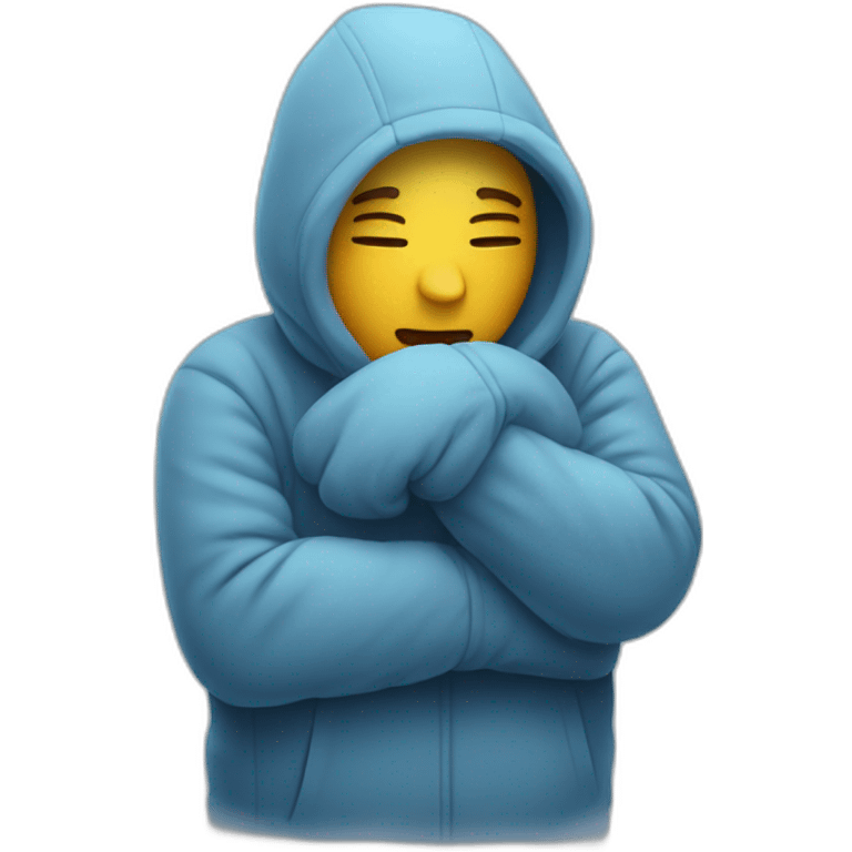 person embraces cold emoji