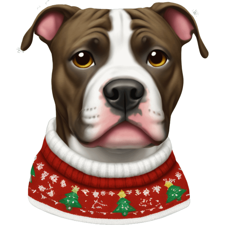 Brindle, Pitbull wearing a Christmas sweater emoji