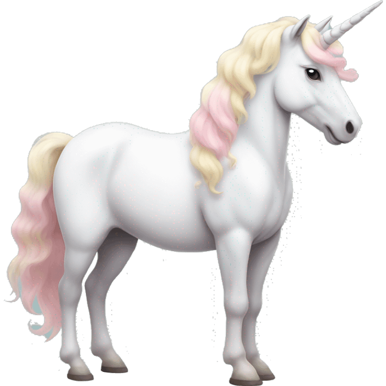 Fullbody White unicorn with pastel color mane  emoji