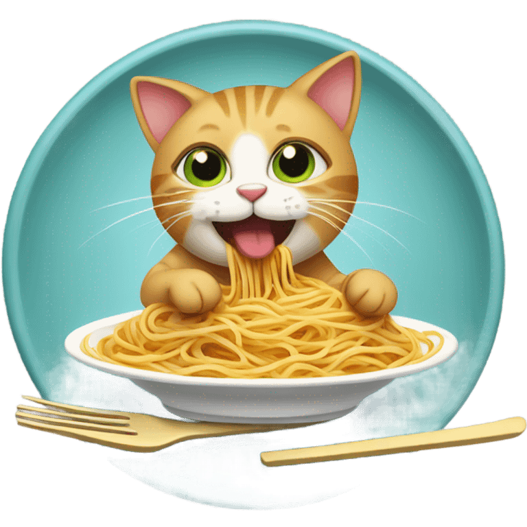 Cat eating spaghetti  emoji