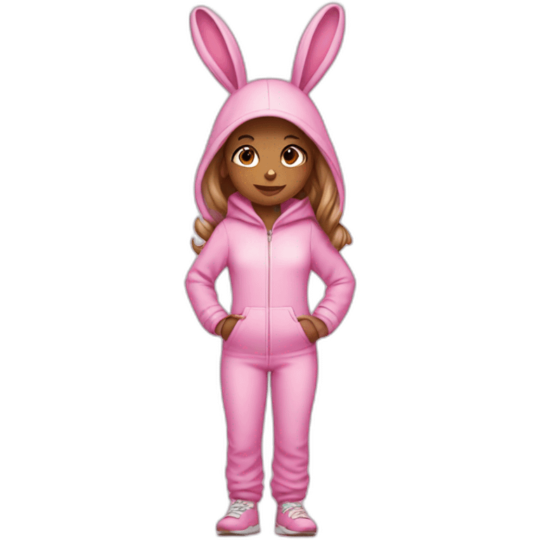 Girl in bunny suit full body pink emoji