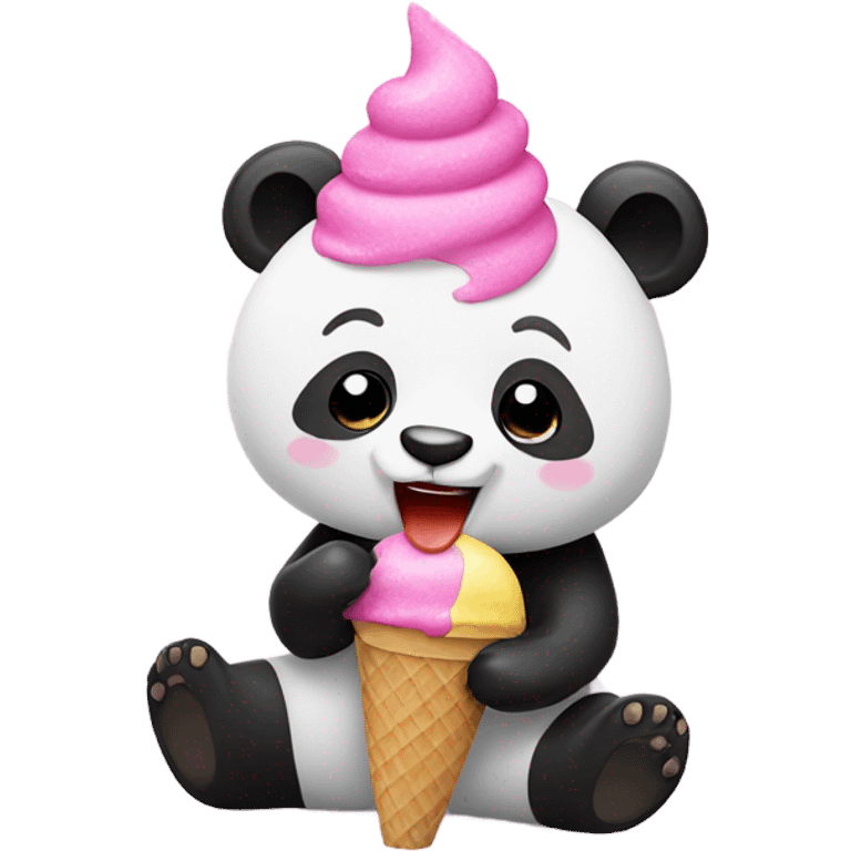 Panda eating ice cream emoji