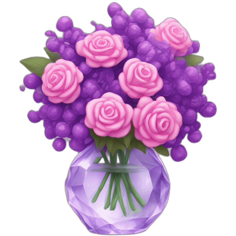 pink and purple bouquet in crystal vase emoji