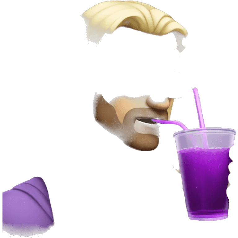 cool loner blonde long haird dude sipping a purple drink emoji