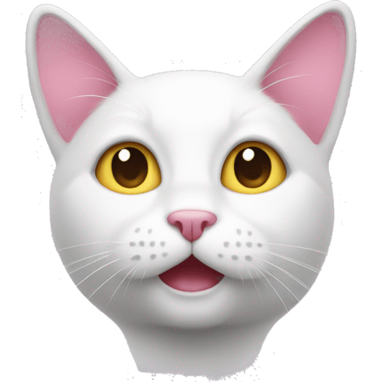 White cat with pink ears emoji