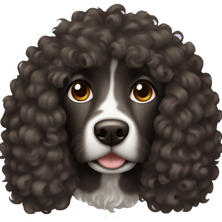 black curly hair dog with brown eyes  emoji