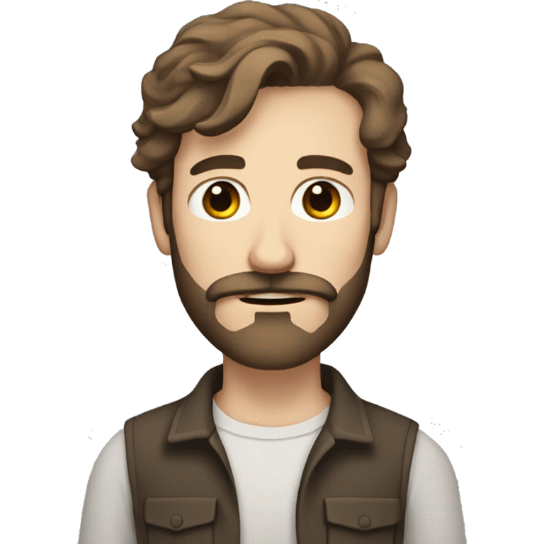 White man with grey eyes and brown hair, with beard and moustache  emoji