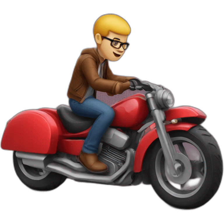 À geek on red motor bike trial emoji