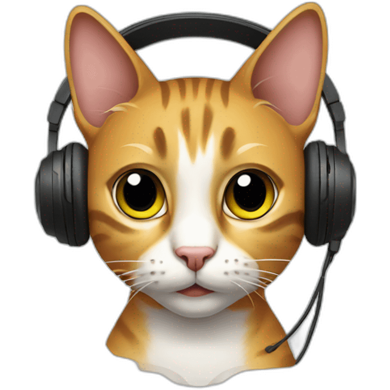 Cat wearing a gaming headset emoji