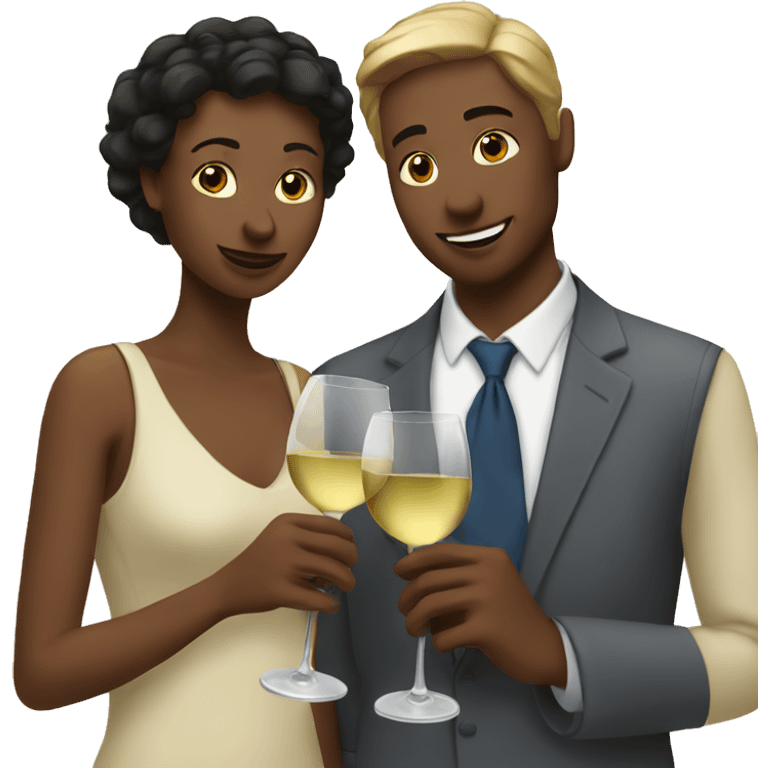 white couple drinking wine  emoji