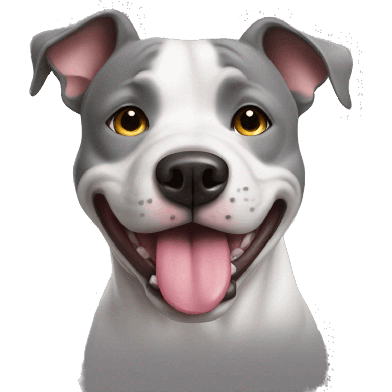 Grey Amstaff tongue out  emoji