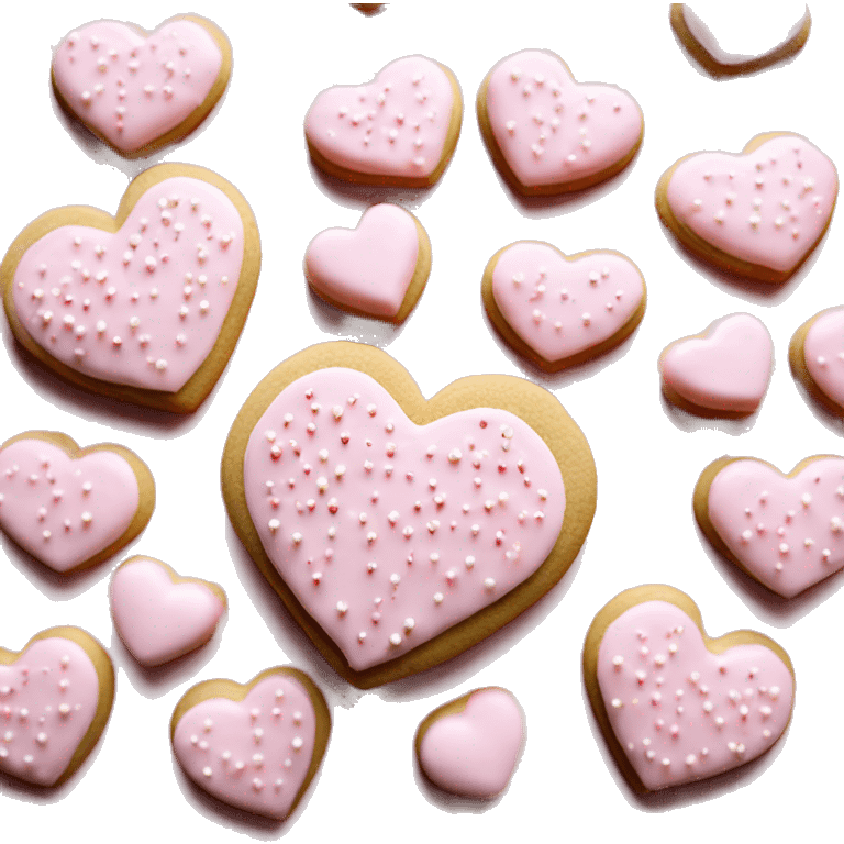 Heart shaped sugar cookie with baby pink icing with white pearl sprinkles  emoji