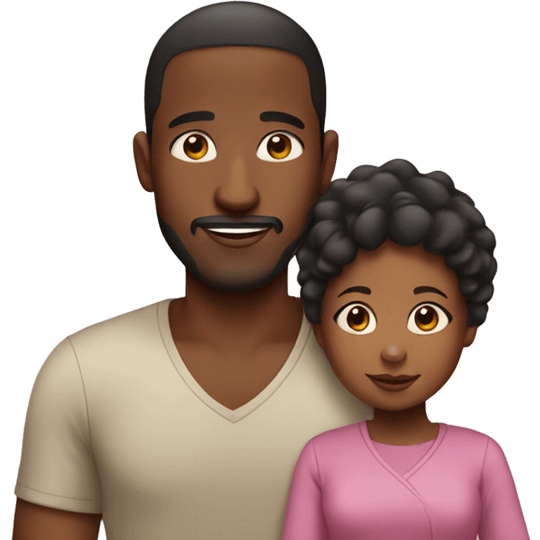 Young Black mother and father with baby emoji