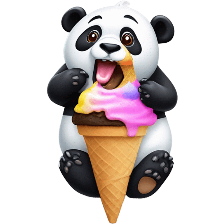 Panda eating ice cream emoji