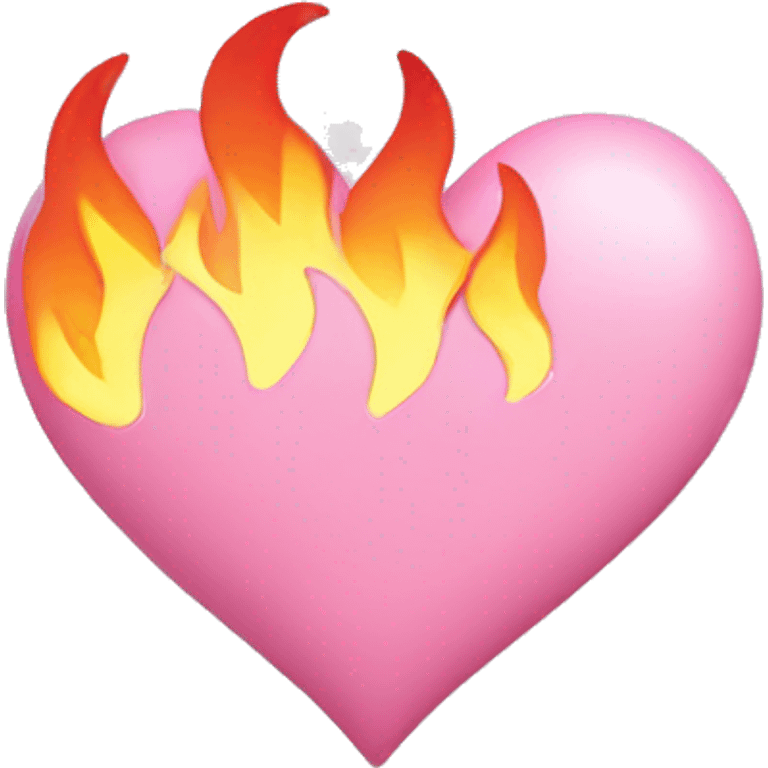 Pastel pink heart with flames emoji