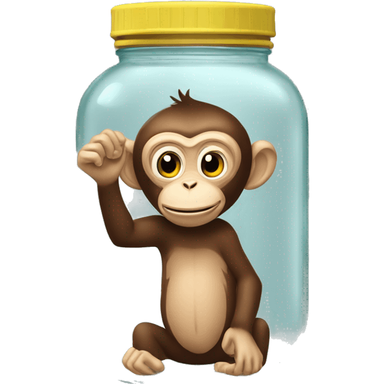 silly monkey with hand stuck in glass jar emoji