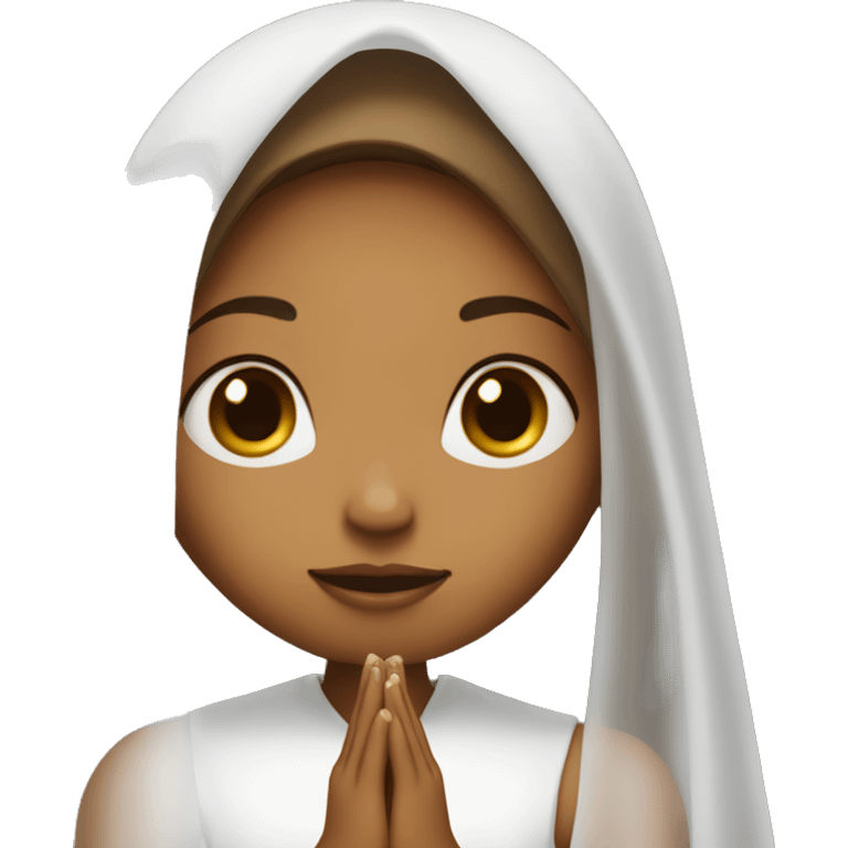 Caramel skin Girl praying for with white veil  emoji