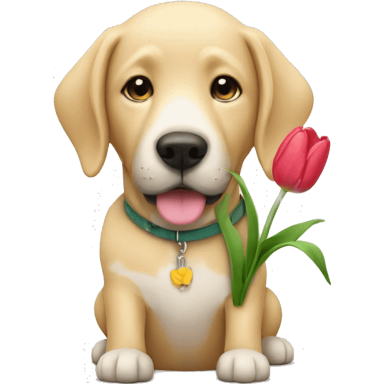 a guide dog with a tulip emoji