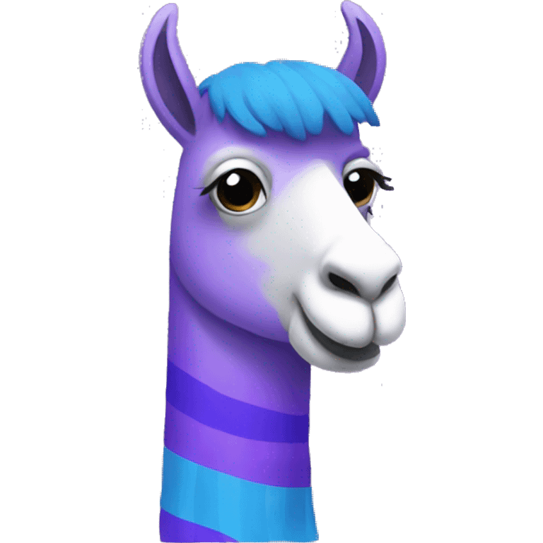 purple llama with blue stripes emoji