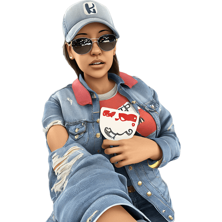 girl in denim with sunglasses emoji