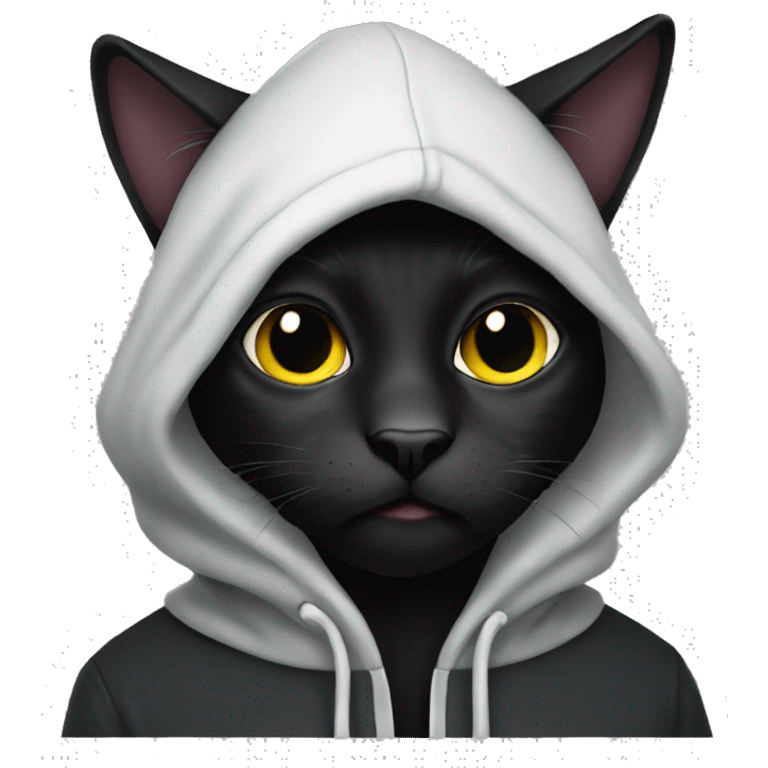 black cat wearing a hoodie emoji