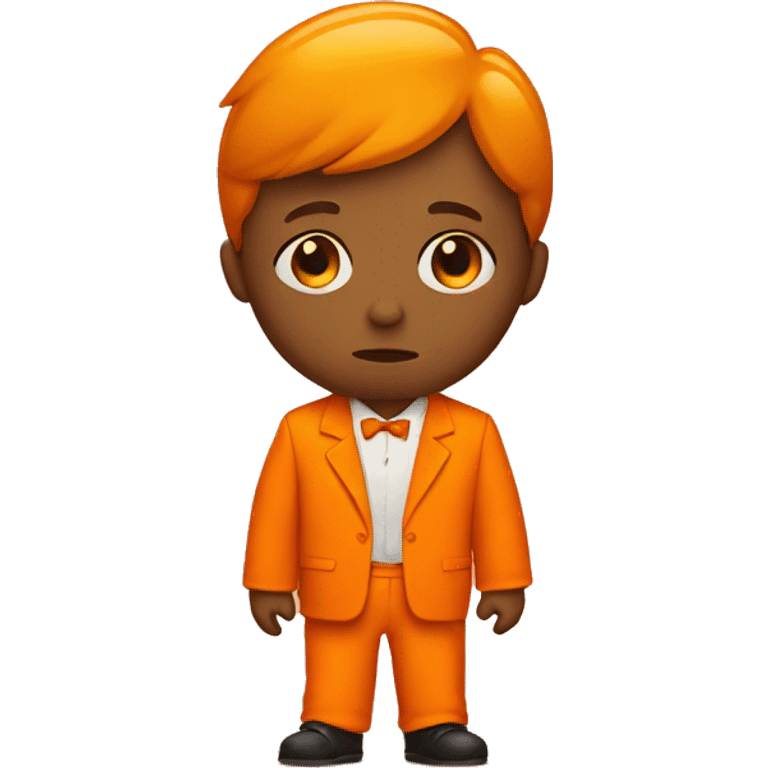 sad kid in a bright orange suite emoji