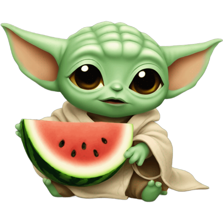 Baby yoda eating a watermelon  emoji