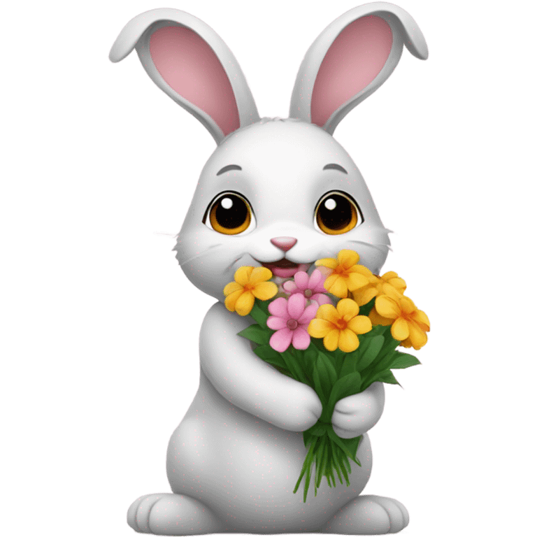 bunny holding flowers  emoji