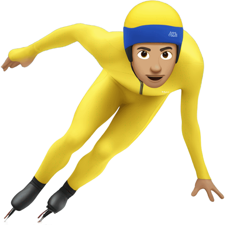 Man speed skating in yellow clothes  emoji