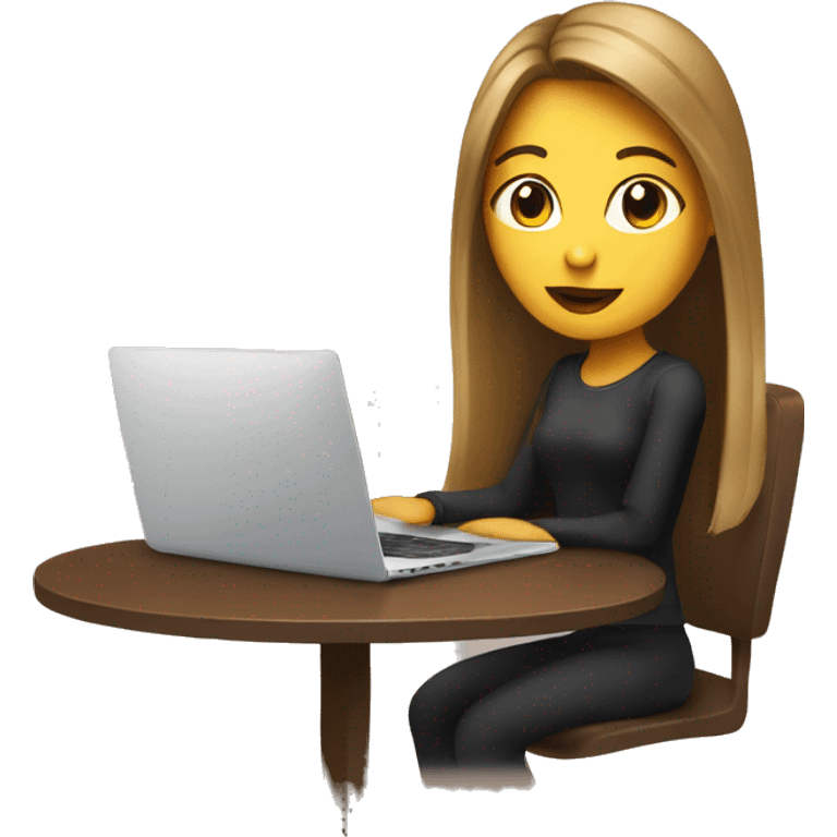 girl+laptop+coffe cup+coffeetable+background emoji