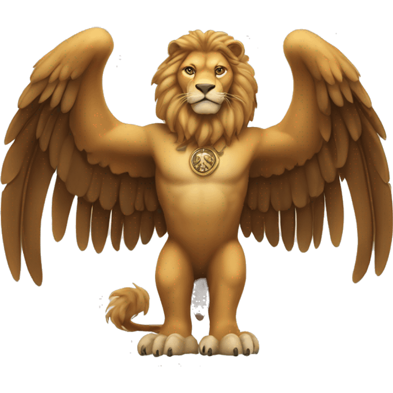 a legendary creature with the body, tail, and back legs of a lion, and the head and wings of an eagle with its talons on the front legs emoji