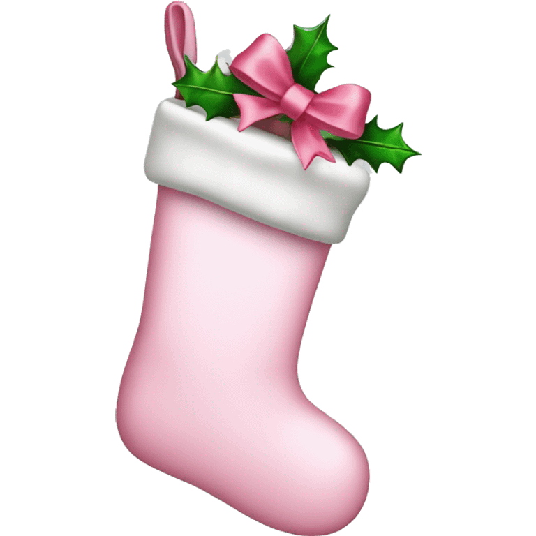  light pink Christmas stocking with bow emoji