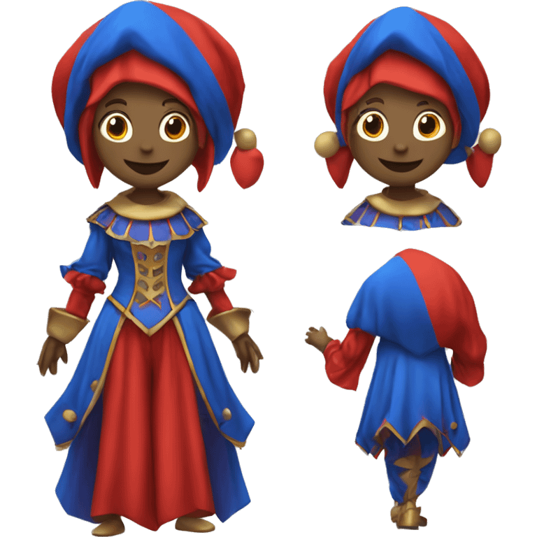 Pomni a female jester with red and blue jester clothes emoji