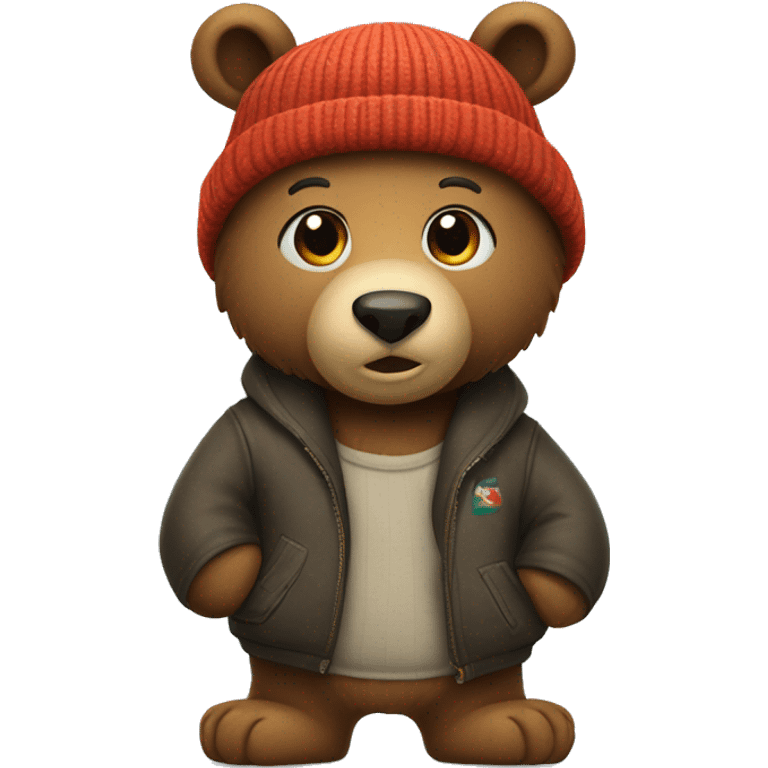 BEAR WEARING A BEANIE THAT SAYS "SCB" ON IT.  emoji