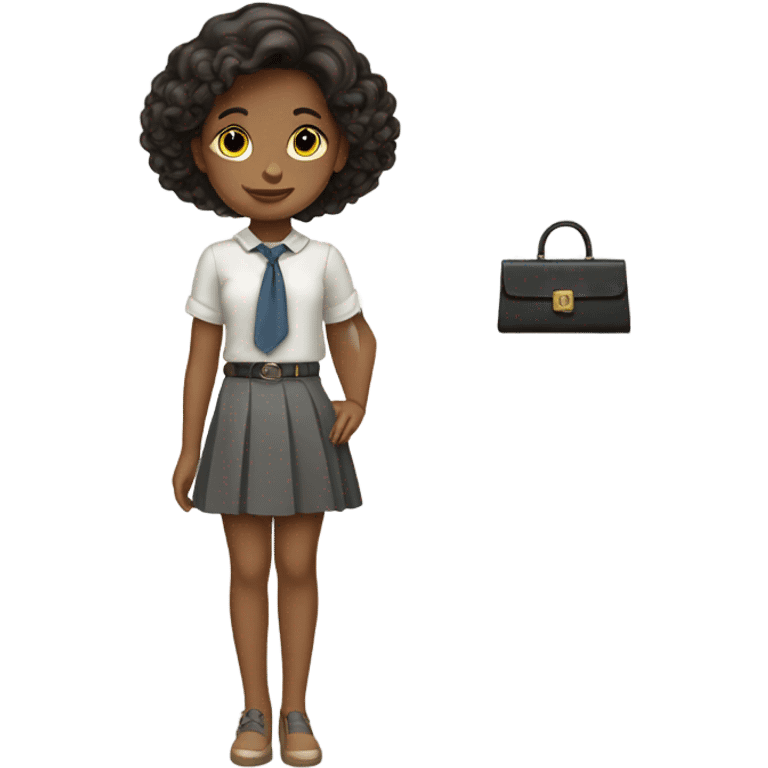 A little girl wearing a clean girl outifit  emoji