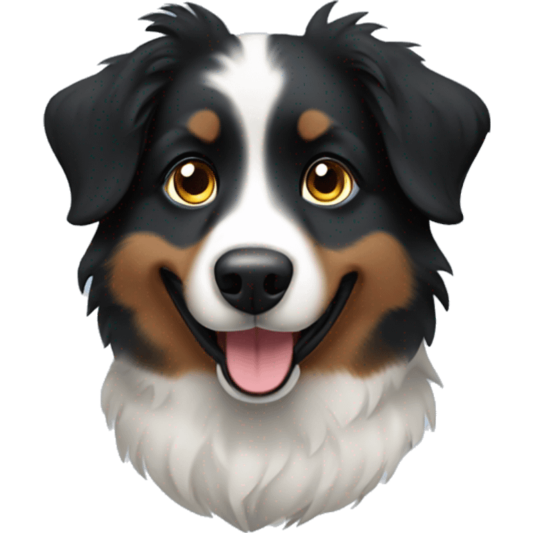 Small black australian shepherd dog building emoji