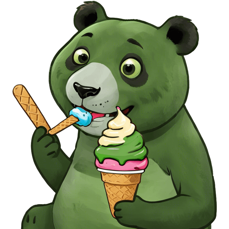 Panda eating ice cream emoji