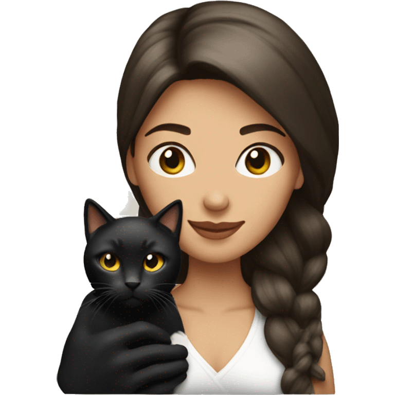 Pretty woman holding Black cat emoji