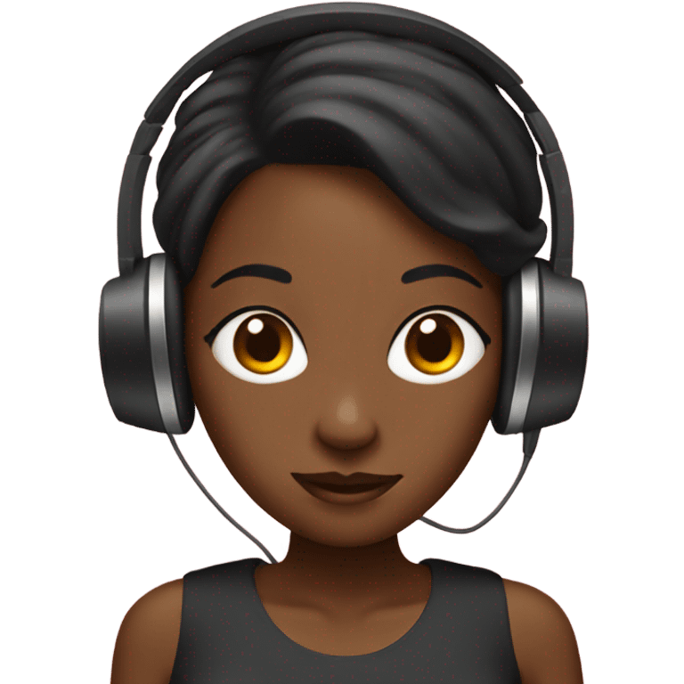 black lady with headphones emoji