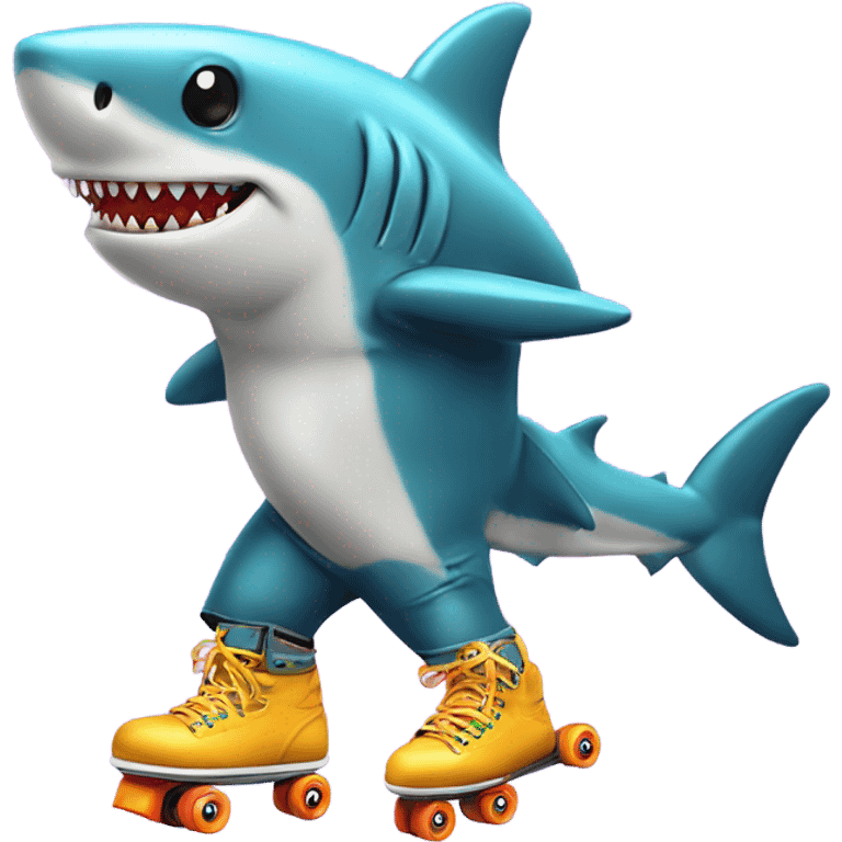 shark with roller skates in a 80’s disco outfit emoji