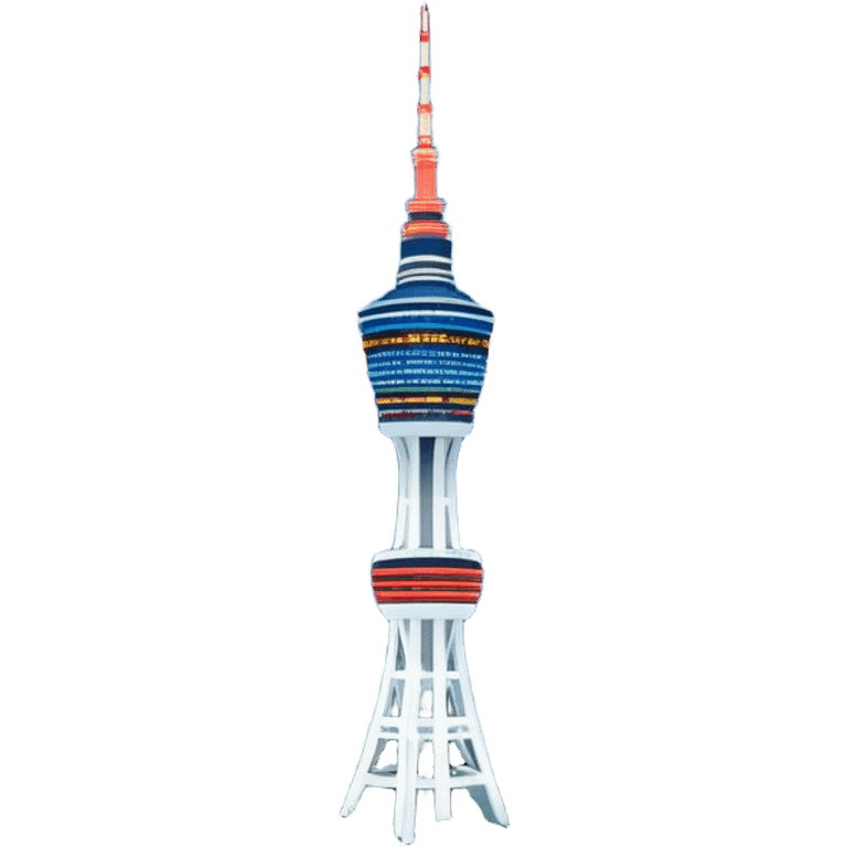 Cinematic Realistic N Seoul Tower Landmark Emoji, featuring the iconic tower perched atop Namsan Mountain, glowing against the night sky with panoramic city lights stretching beyond. emoji