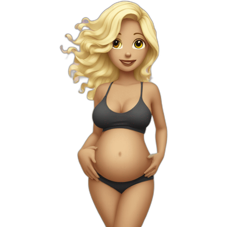 adorable pregnant blond full body women with beach-wave-hair emoji