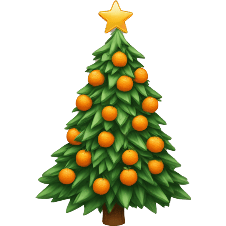 The Christmas tree is decorated with tangerines emoji