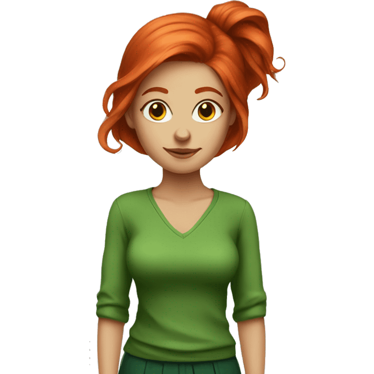 Red hair with green clothes woman, more artistic emoji