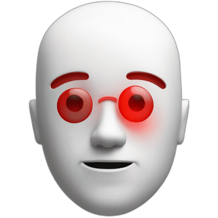 3d white man human android head, red lazer eyes, letter B on the face, 3d, portrait emoji