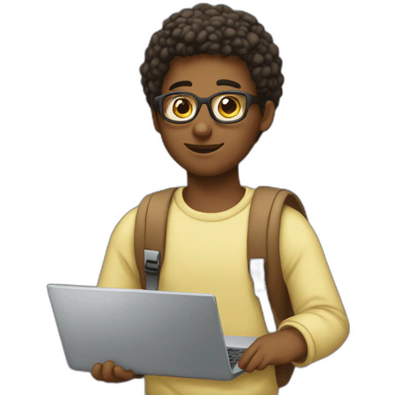 student with the laptop self-study emoji