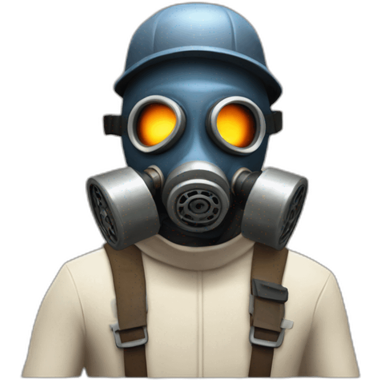 Pyro from Team fortress 2 with gas mask, confused emoji