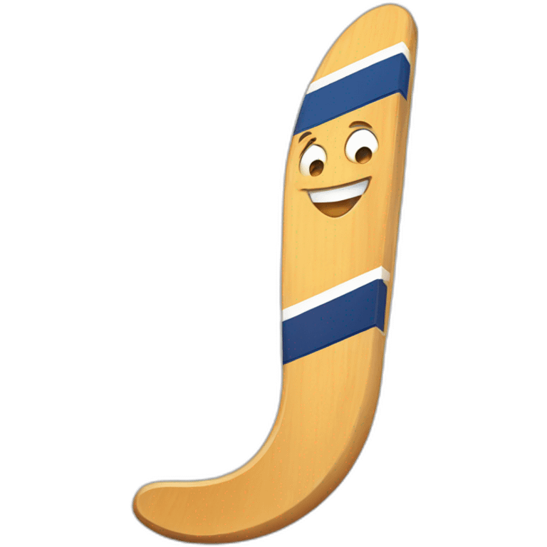 A hockeystick with a smile emoji