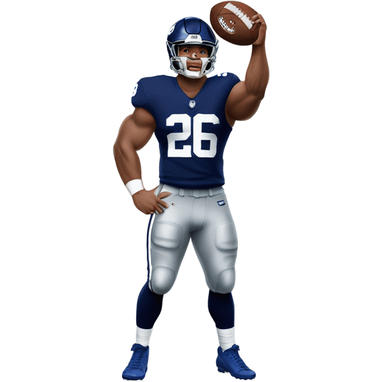 Saquon Barkley with shotgun for an arm emoji